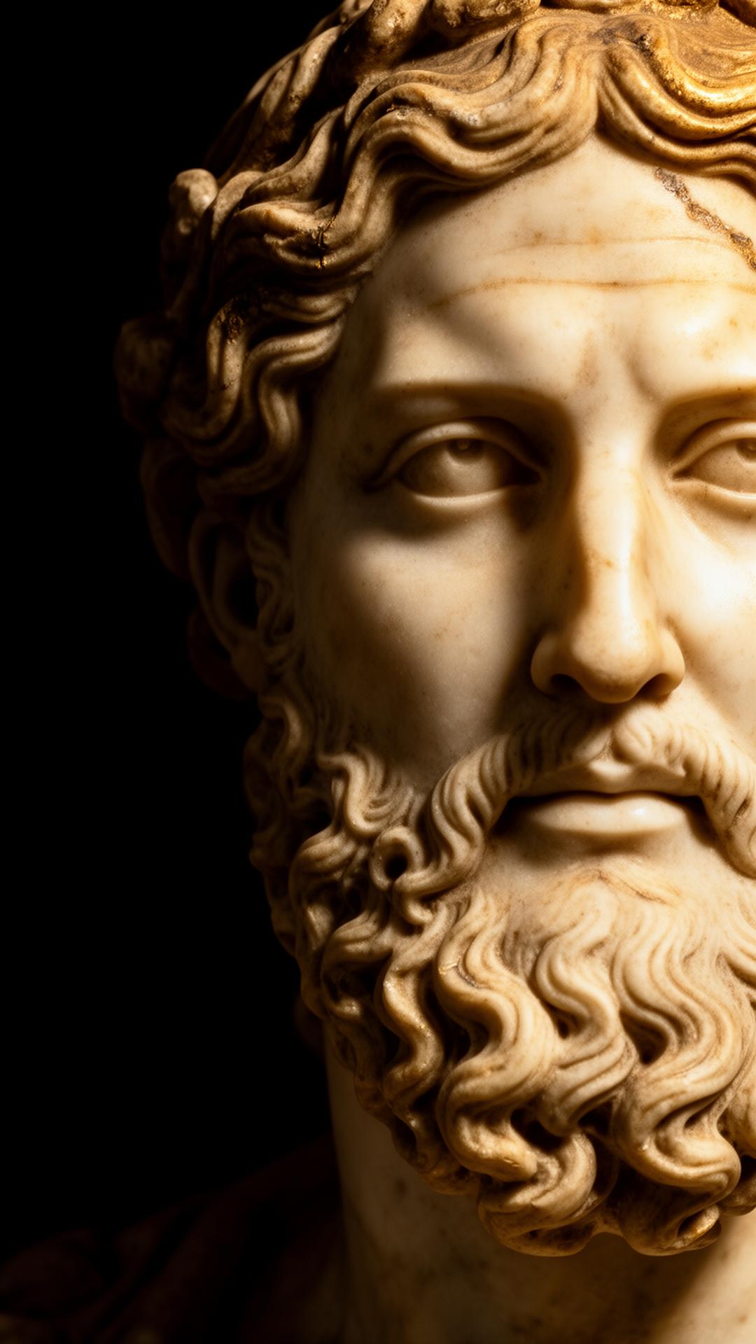 Profile of a Greek philosopher in marble